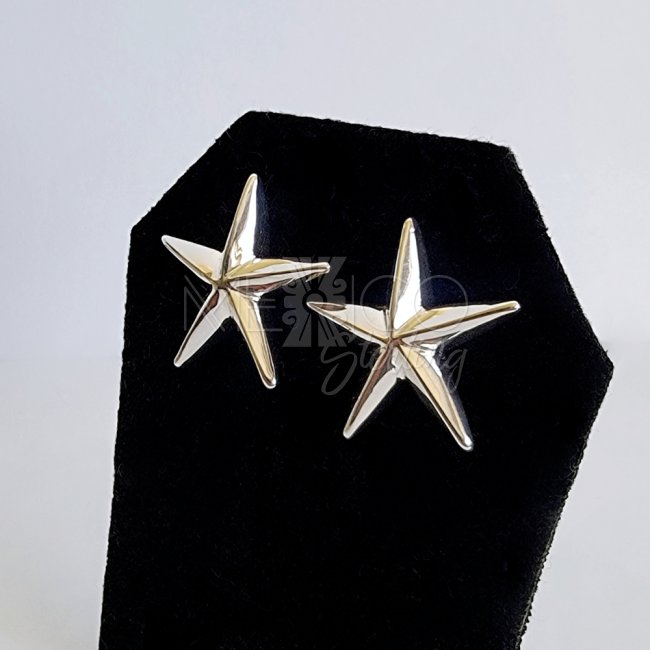 Bold Silver Five Point Star Post Earrings
