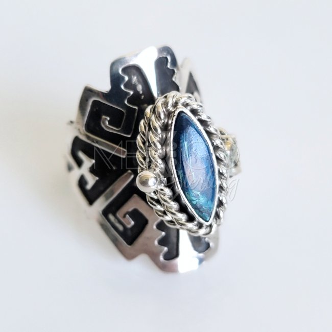 Aztec Oxidized Silver Poison Ring