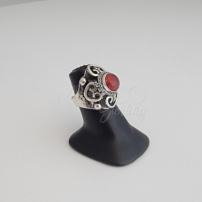 Adjustable Silver and Carnelian Poison Ring