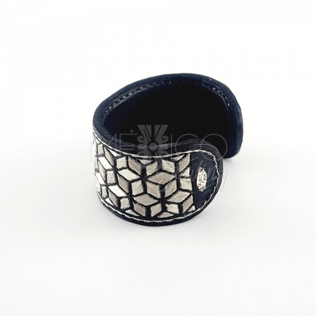 Cubism Dream Taxco Silver-Leather Cuff