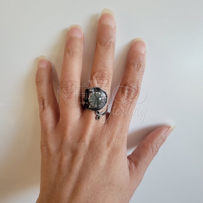 Oxidized Silver Peridot Mermaid Ring