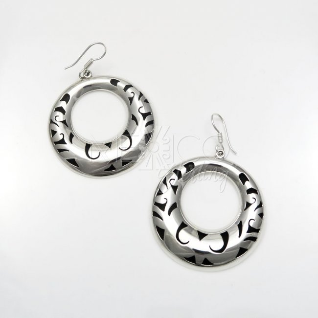 Taxco Silver Moon Illusion Hoops - Click Image to Close