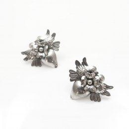 Silver Milagros Birds and Heart Earrings
