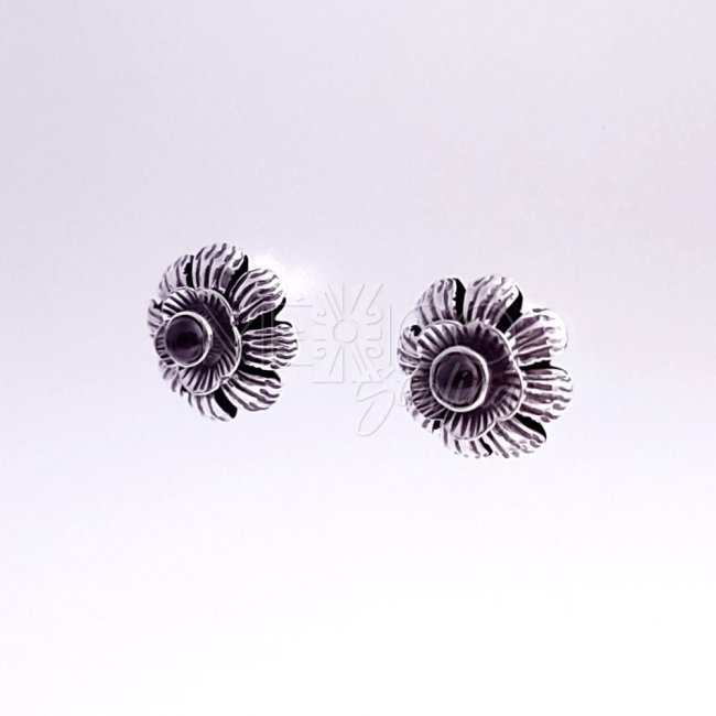 Artisan Sterling Silver Flower Post Earrings