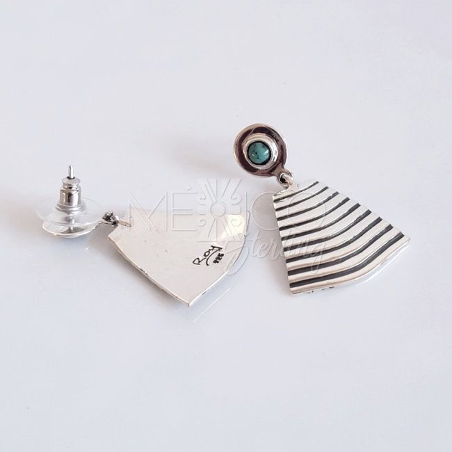 Silver Pyramid Earrings and Turquoise