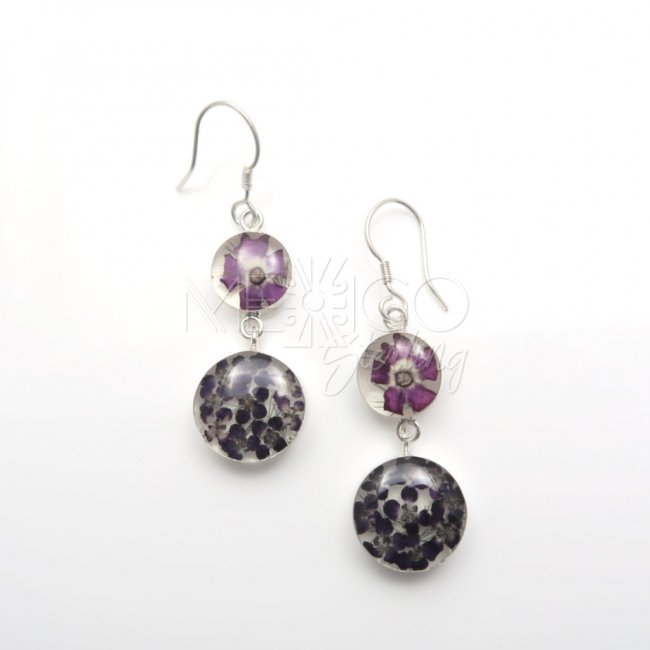 Silver Still Life Colorful Circles Earrings