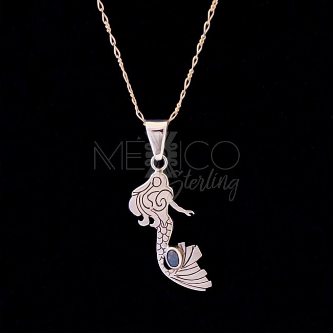 Playful Sterling Silver Mermaid Pendant