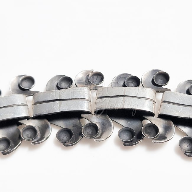 Vintage Mexican Silver Ethnic Borders Bracelet