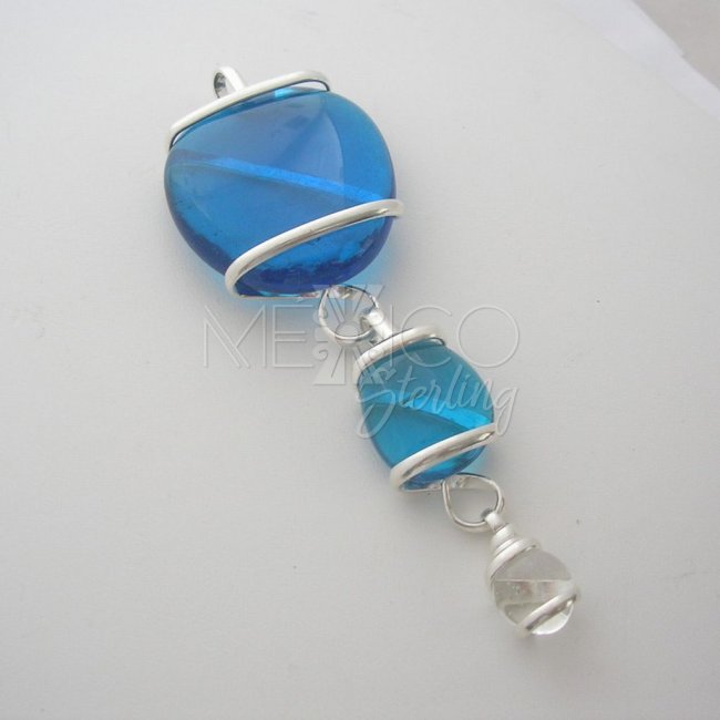 Silver Plated Pendant Colorful Glass Beads