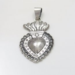 Mazahua Silver Milagros Heart pendant