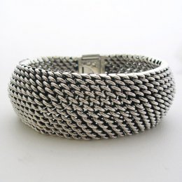 Solid Silver Tight Weave FAR FAN Style Bracelet