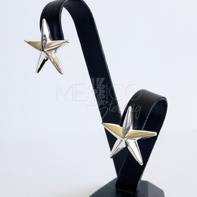Bold Silver Five Point Star Post Earrings
