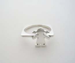 Unique Taxco Sterling Silver Little Girl Square Ring