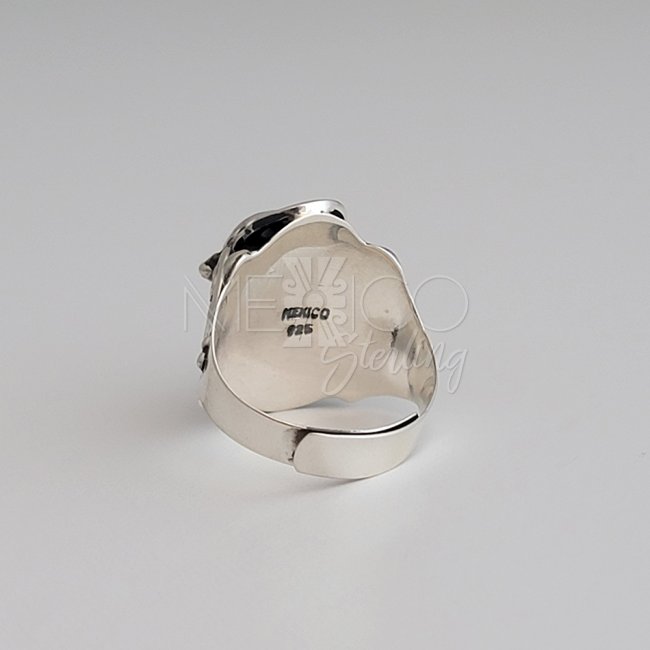 Adjustable Silver and Carnelian Poison Ring