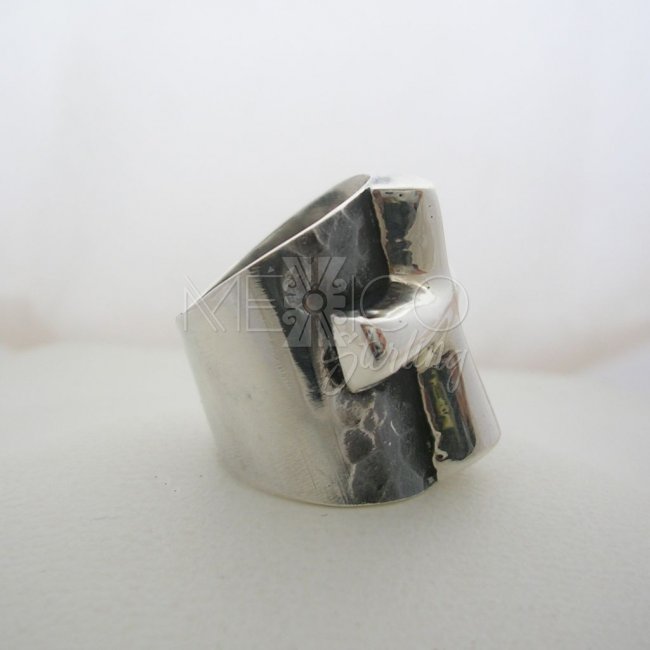 Taxco Solid Silver Ring with Cross