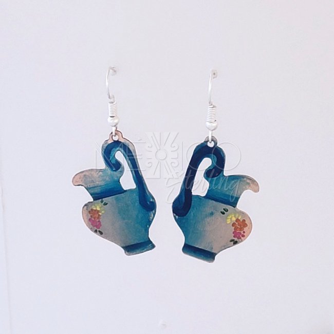 Mexican Decorated Copper Jarritos Earrings