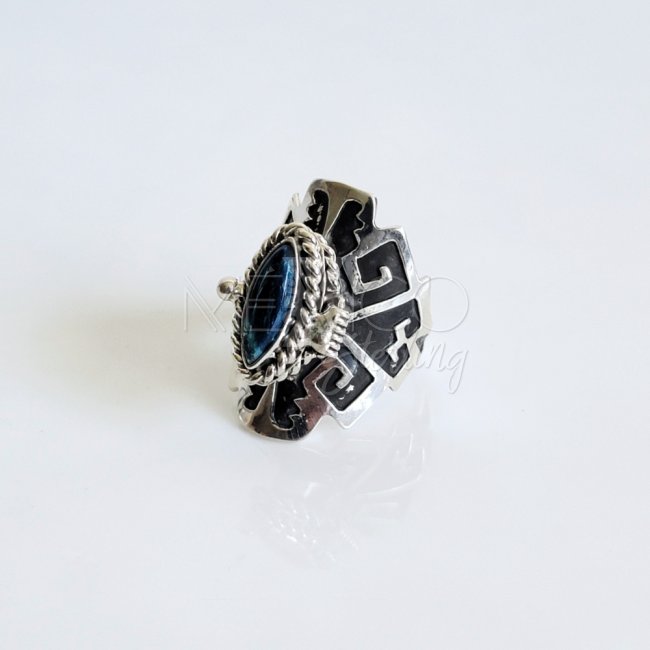 Aztec Oxidized Silver Poison Ring