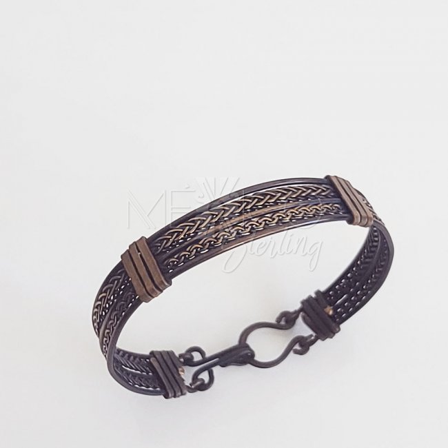 Rustic Oxidized Brass Braided Cuff
