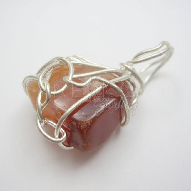 Silver Plated and Agate Gemstone Pendant