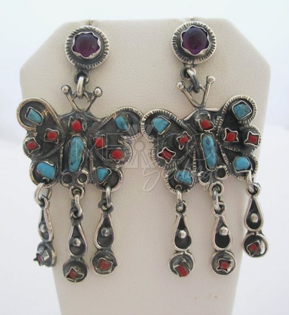 MATL-Matilde Style Multi Gemstone Butterfly Earrings