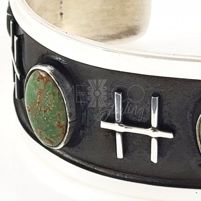 Silver Turquoise Tic Toc Cuff Bracelet