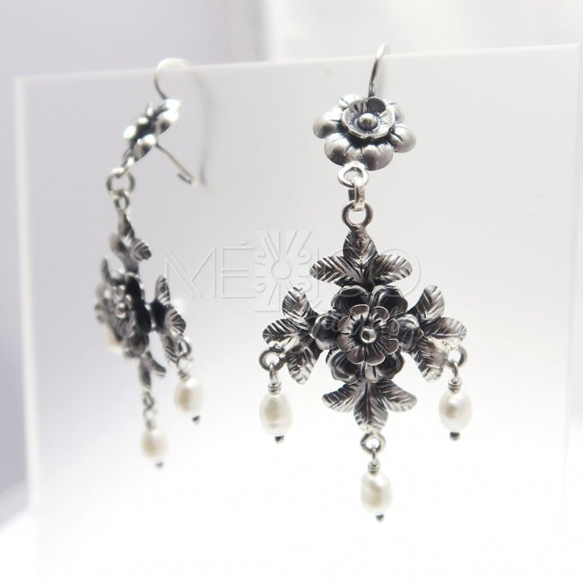 Silver Mazahua Dawn Dangle Earrings