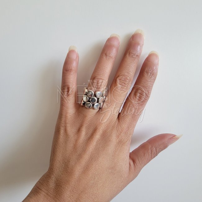 Flexible Silver Bubbles Statement Ring