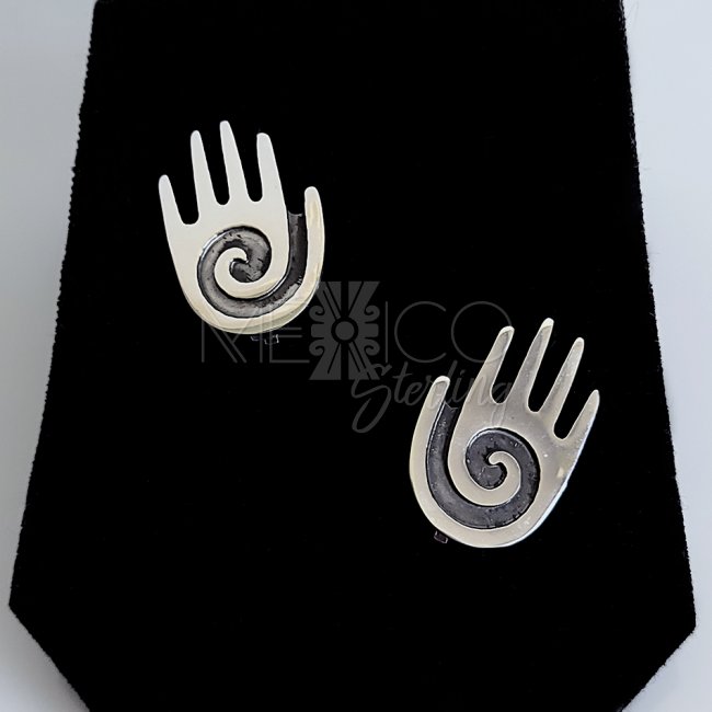 Sterling Silver Tribal Hand Post Earrings