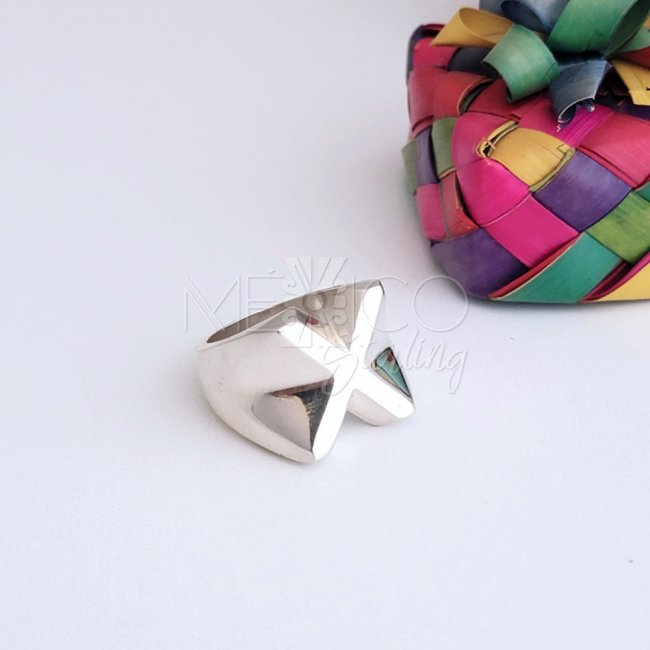 Modern Taxco Solid Silver X ring