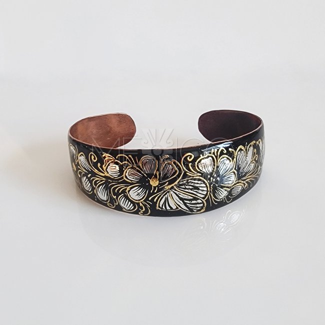 Decorated Artisan Copper Bracelet Cuff