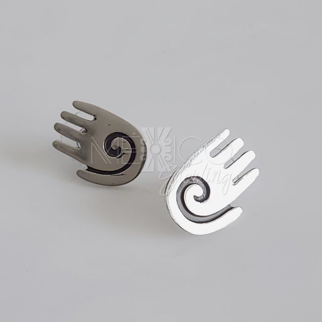 Sterling Silver Tribal Hand Post Earrings