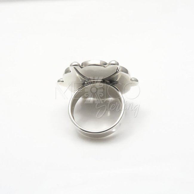 Silver Carnelian Romantic Flower Ring