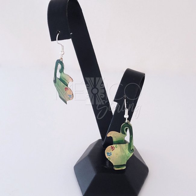 Mexican Decorated Copper Jarritos Earrings
