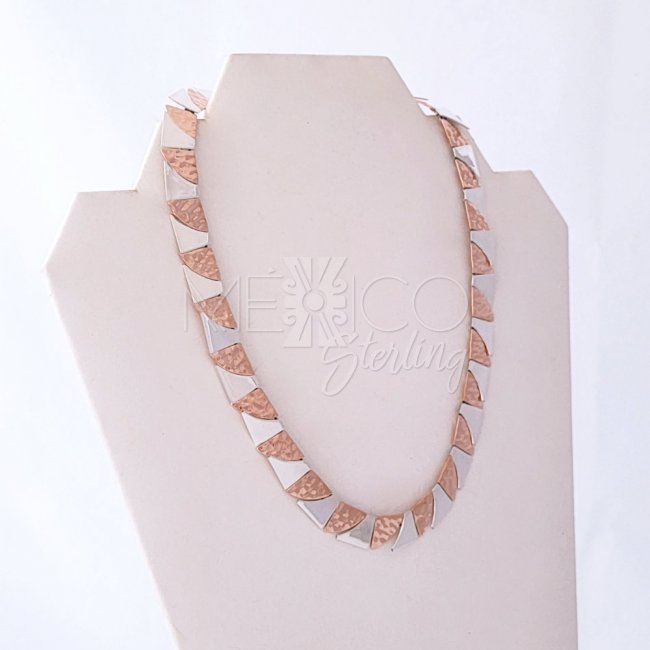 Taxco Silver and Copper Puzzle Necklace