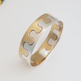 Puzzle Silver Two Tone Cuff Bracelet