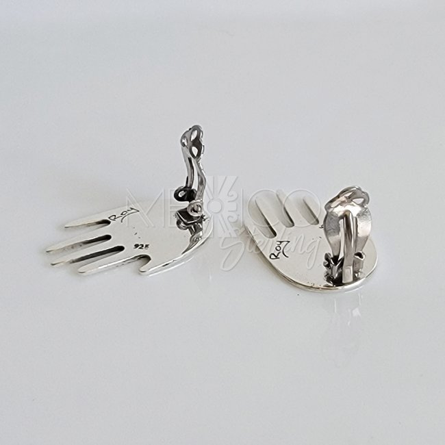 Sterling Silver Tribal Hand Clip On Earrings