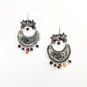 Silver Multi Gemstones Love Earrings