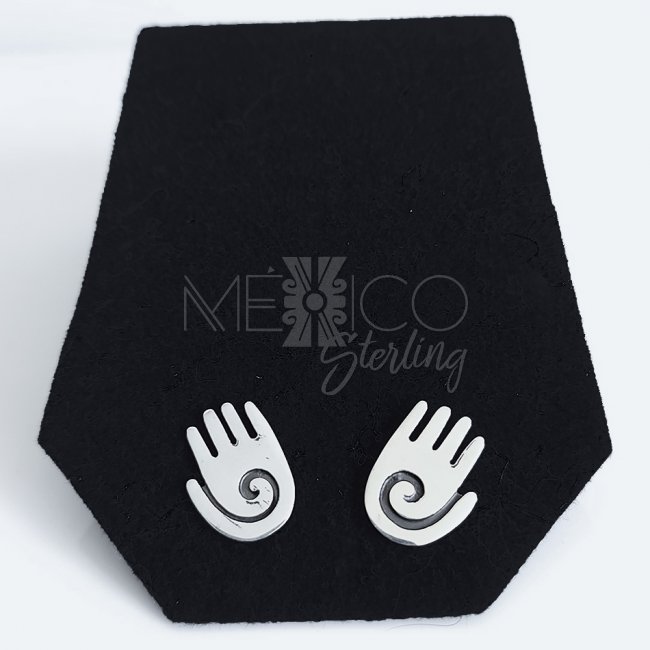 Sterling Silver Tribal Hand Post Earrings