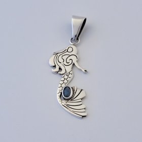 Playful Sterling Silver Mermaid Pendant