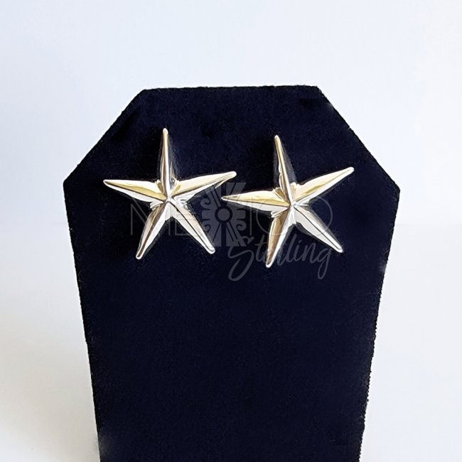 Bold Silver Five Point Star Post Earrings