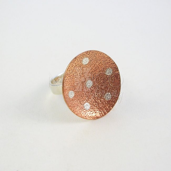 Silver and Copper Dancing Stars Ring - Click Image to Close
