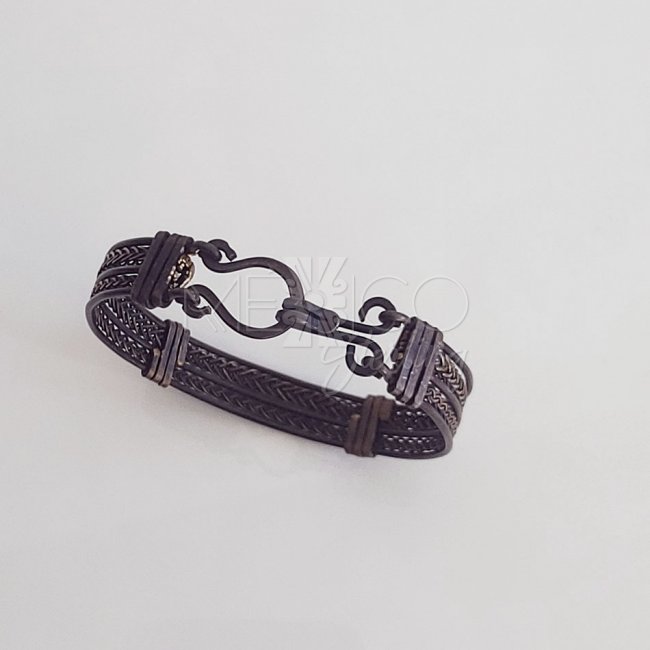 Rustic Oxidized Brass Braided Cuff