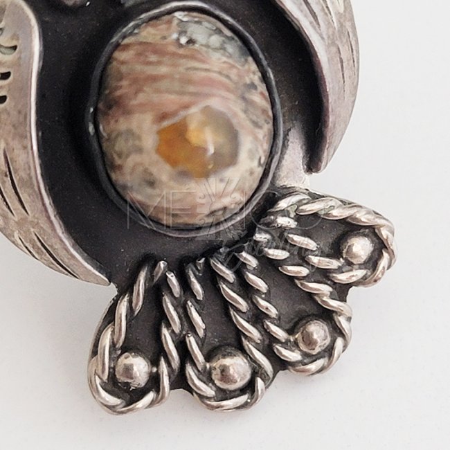 Mexican Opal and Silver Vintage Eagle Ring