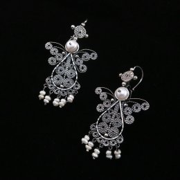 Silver Angels of Peace Filigree Earrings