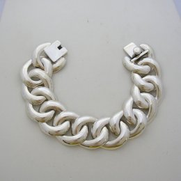 Modern Taxco Silver Bracelet Oval Weave