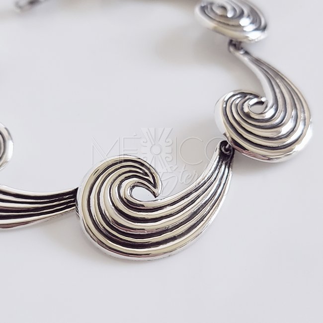 Vintage Reproduction Silver Waves Bracelet