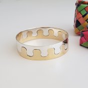Puzzle Silver Two Tone Cuff Bracelet