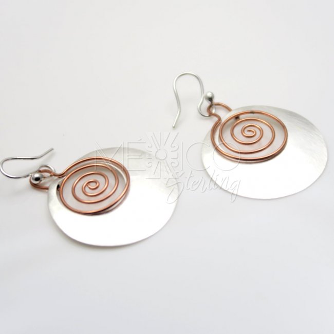 Silver Copper Happy Spirals Earrings