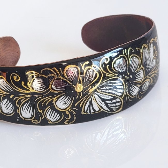 Decorated Artisan Copper Bracelet Cuff