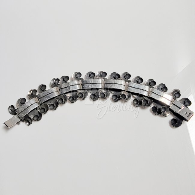 Vintage Mexican Silver Ethnic Borders Bracelet